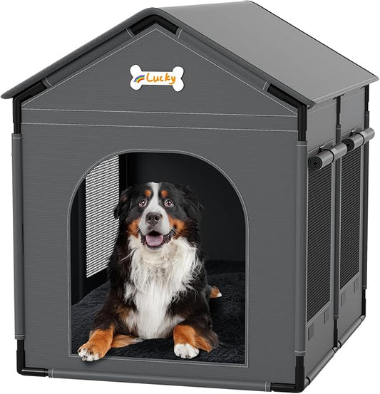 XL Indoor Dog House Dog Kennel Bed Mat with Cushion for Small Medium Large Dogs Cats, Winter Warm Cat Nest Puppy Cave Sofa Pet Products Easy Assembly, 33.9 * 26.8 Inches
