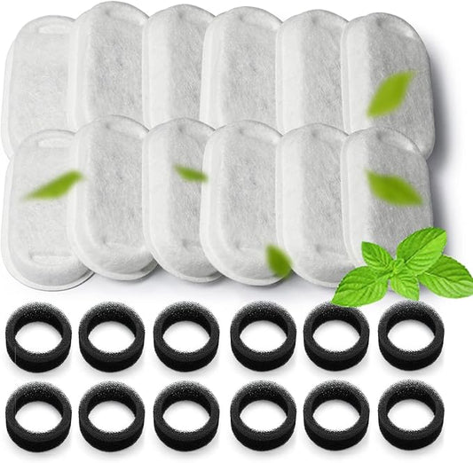 Cat Water Fountain Filters,24 Pack Cat Fountain Replacement Filters for Stainless Steel 67oz/2L Adjustable Water Flow Pet Water Fountain,Dog Water Fountain (12+12 Pack)
