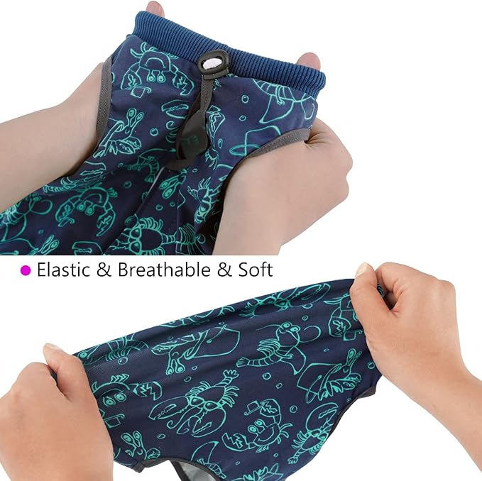 Cat Surgery Recovery Suit Cat Onesie for Cats After Surgery for Surgical Abdominal Wound Or Skin Diseases E-Collar Alternative Wear Neutering Bodysuit Wear (Dark-Blue-S)