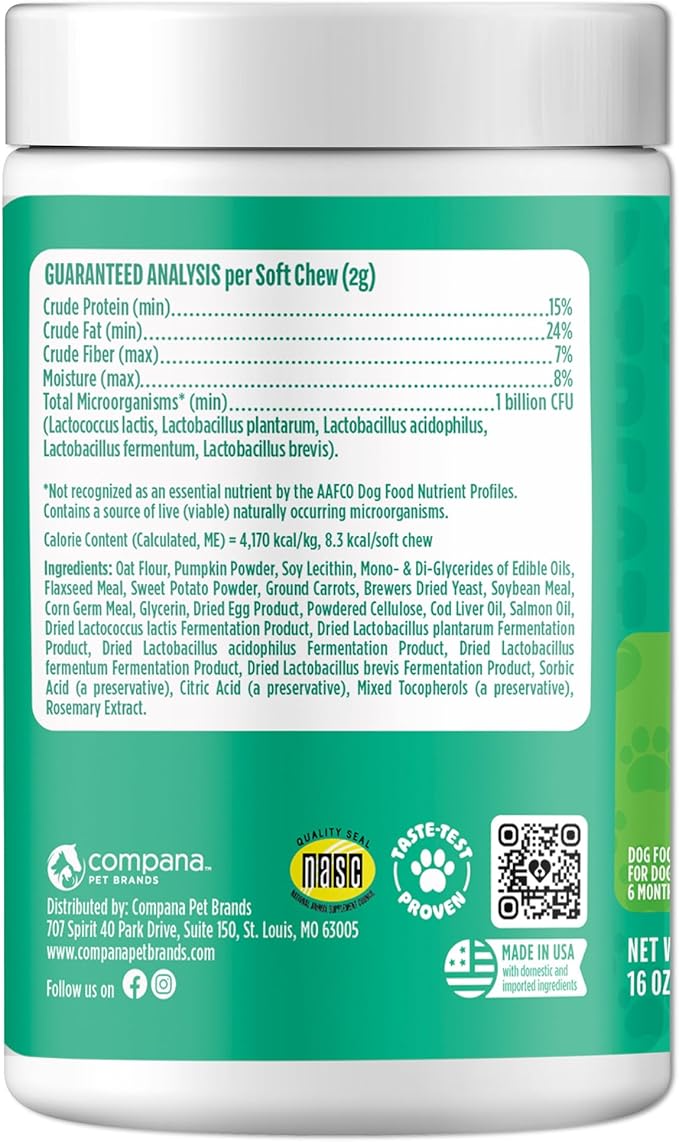 Doggie Dailies Probiotics for Dogs - Advanced Dog Probiotics with Prebiotics - Promotes Digestive Health - Supports Immune System and Overall Health (Pumpkin) 225 Soft Chews