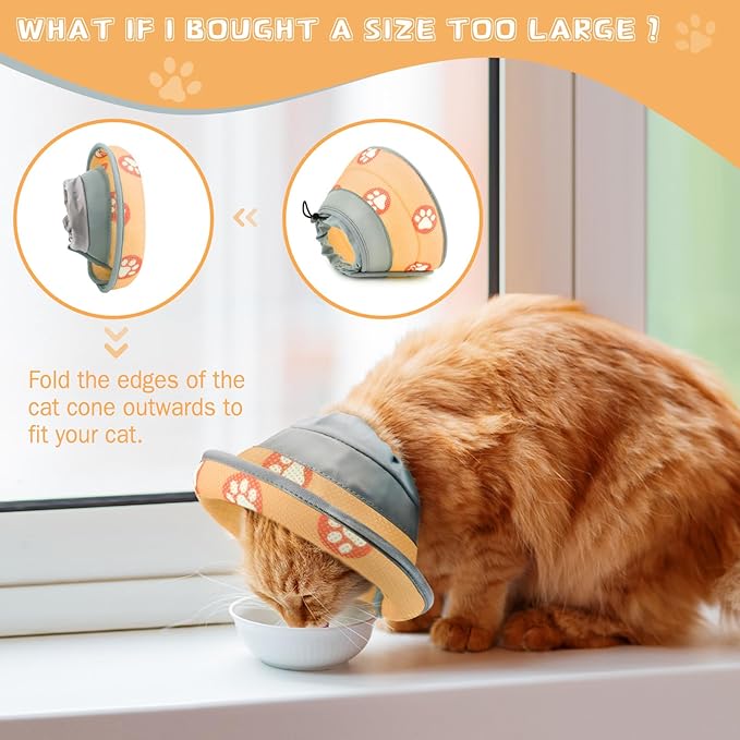 Cat Cone Collar Soft to Stop Licking After Surgery Cat Recovery Collar for Small Large Cats Adjustable Elizabethan Collar