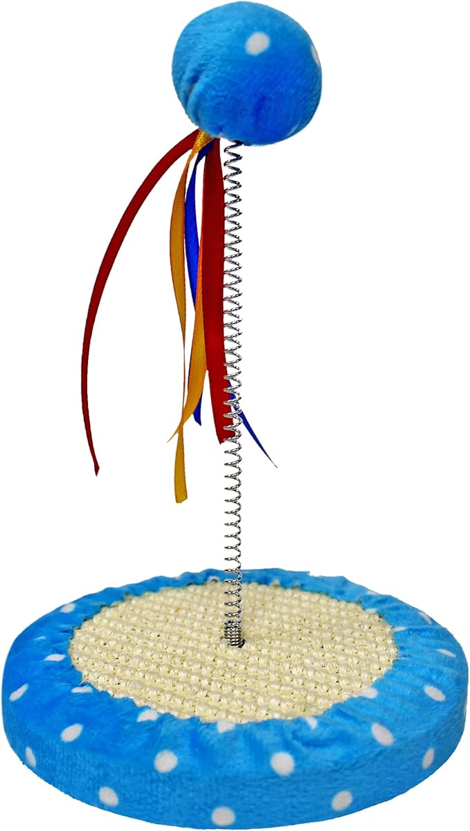 Cat Tree with Toy Ball, Interactive Cats Scratcher Toys with Colorful Ribbons, Play kat Tree, Fun, Entertaining for Large Cats and Small Kittys