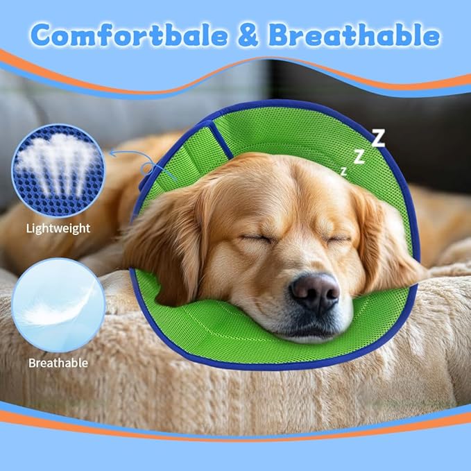 Dog Cone Soft Recovery Collars & Cones After Surgery for Medium Large Dogs, Comfy Ecollars to Stop Licking, Adjustable, Dog Ecollars for Recovery Fabric: Soft Comfort, Ecollars of Shame Alternatives