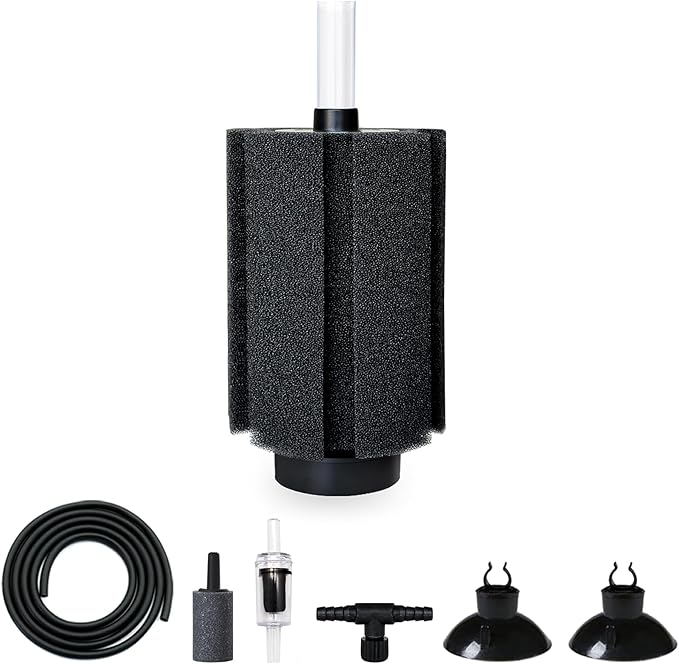 Aquarium Large Sponge Filter 80-90 Gal with Air Stone and Bio Ceramic Media, Quiet Sponge Filter for Fry, Betta, Shrimp Aquarium Fish Tank