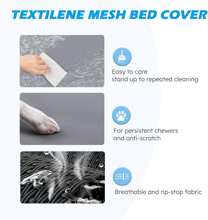 Heeyoo Elevated Dog Bed, Cooling Raised Pet Cot with Chew Proof Washable Breathable Mesh and Metal Frame, Portable Dog Cot Bed with No-Slip Feet for Outdoor or Indoor Use