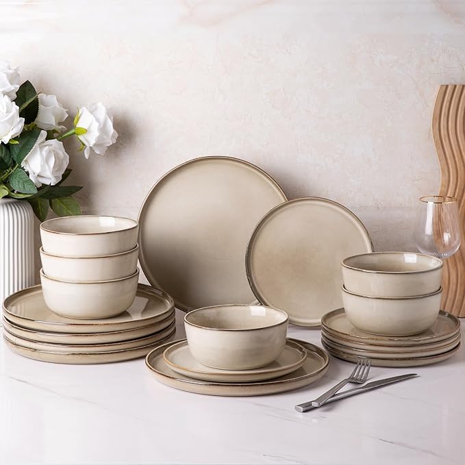 GBHOME Ceramic Dinnerware Sets for 12, 36 Pieces Stoneware Plates and Bowls Sets, Reactive Glaze Dishes -Scratch Resistant, Dishwasher&Microwave Safe