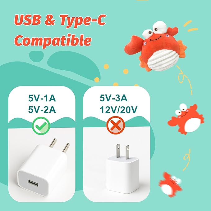 Crab Interactive Dog Toys – Rechargeable Self-Play Toy with Motion-Activated Ball & Music Recording Modes for Small, Medium & Large Dogs, Moving Dog Toy to Keep Them Busy