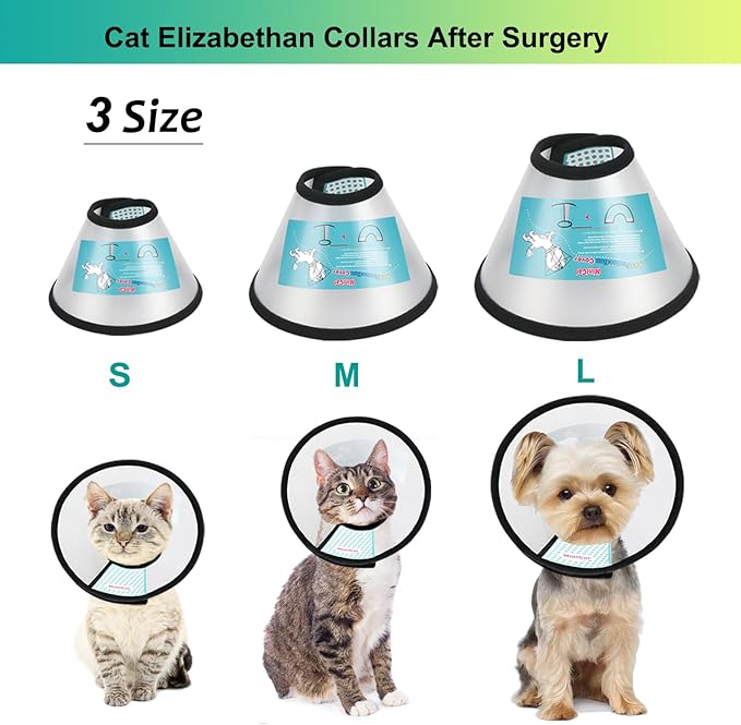 Cat Cone, Adjustable Recovery Pet Cone Elizabethan Collar for Cats Rabbit, 8.1 Inches Cat Cone Collar Soft, Protective Cat Cones to Stop Licking, Lightweight Practical Kitten Cone