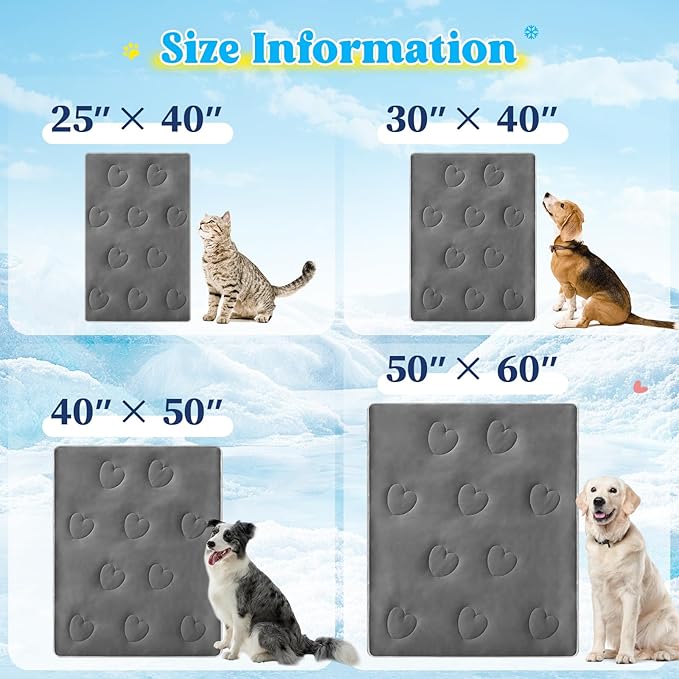 Cooling Blanket for Dogs, Lightweight & Durable Dog Cooling Mat, Q-MAX>0.45 Soft Breathable Pets Comforter for Couch, Bed & Car Essential - Dark Grey 50x60 Inches