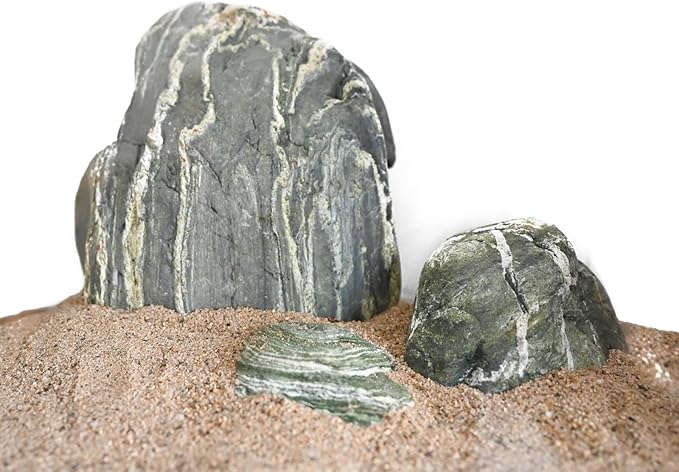 Aquarium Stone Green River Rock 40LB Rocks aquascaping Fish Tank Decor Rocks for Aquariums Fairy Gardens Model Railroads Dioramas Wargaming Mosaic Art（4-10inch / 7PCS）