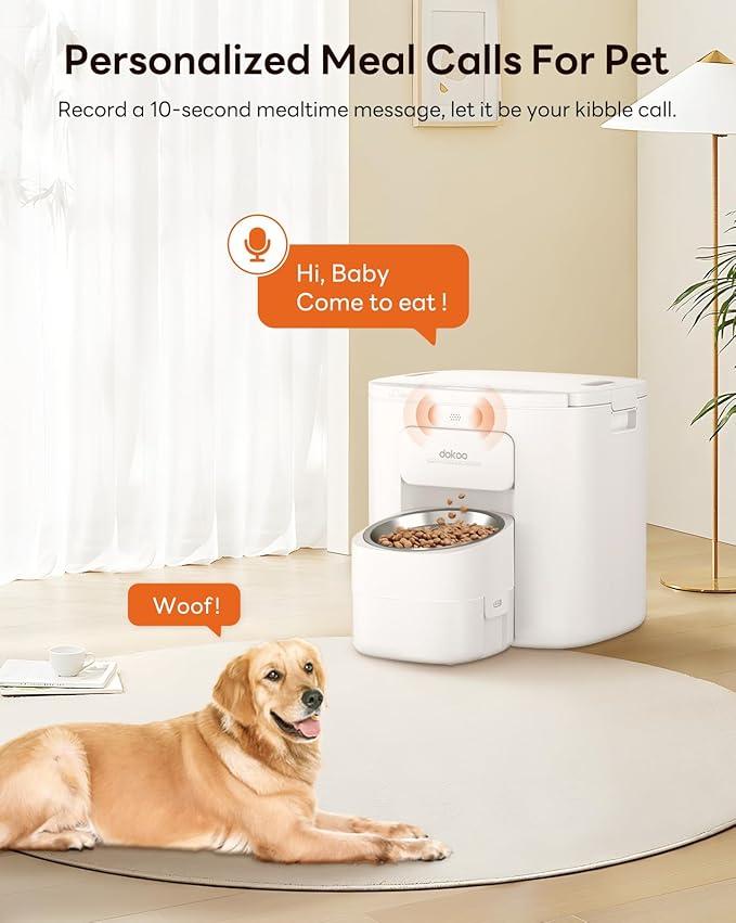 Automatic Dog Feeder for Large Breed, 15L/ 63Cups Vacuum-Sealed Storage & Timed Auto Dog Food Dispenser 2in1, Airtight 100% Freshness, Anti-Blockage, Support up to 22mm Pet Food, Stainless Steel Bowl