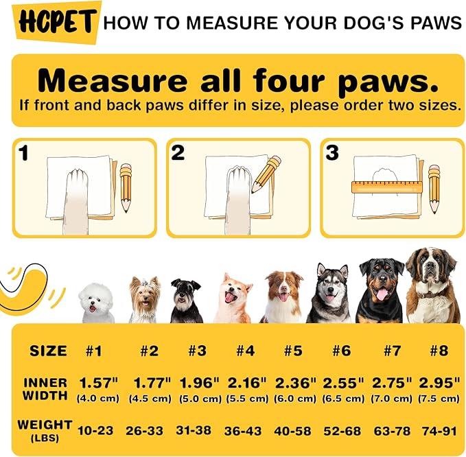 Hcpet Dog Shoes, Dog Boots for Small Dogs, Waterproof Medium Dog Booties Paw Protector for Summer Hot Pavement, Winter Snowy Day, Outdoor Walking, Indoor Hardfloors Anti Slip Sole Black Size 3