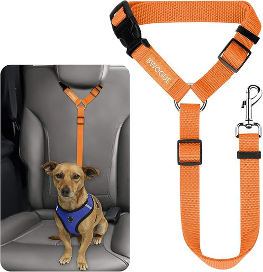 BWOGUE Pet Dog Cat Seat Belts, Car Headrest Restraint Adjustable Safety Leads Vehicle Seatbelt Harness (1 Pack)