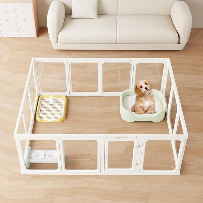 Acrylic Dog PlayPen, Clear Dog Play Pen for Puppy Cat Rabbit, Easy Assemble Pen, Preferable Small Cage, 23.6" H, 10Pcs