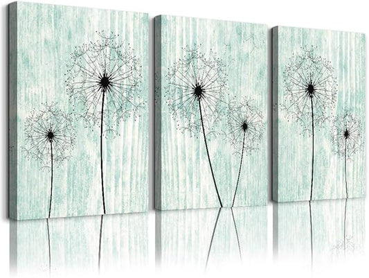light green background Dandelion Canvas Wall Art Paintings for Living Room Canvas Print Wall Artworks Bedroom Decoration, 3 piece Framed office kitchen bathroom Wall decor posters Home Decorations