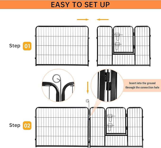 BestPet Dog Playpen Indoor 24 inch 8 Panels Metal Dog Pen Pet Dog Fence Outdoor Exercise Pen with Doors,Pet Puppy Playpen for RV Camping Yard, Black