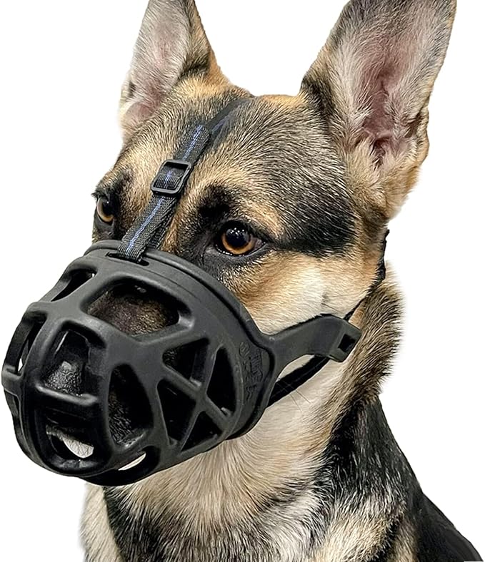 BARKLESS Dog Muzzle, Basket Muzzle for Biting, Chewing and Scavenging, Humane Cage Mouth Cover, Perfect for Grooming and Training Small, Medium, Large Aggressive Reactive Dogs (XS, Black)