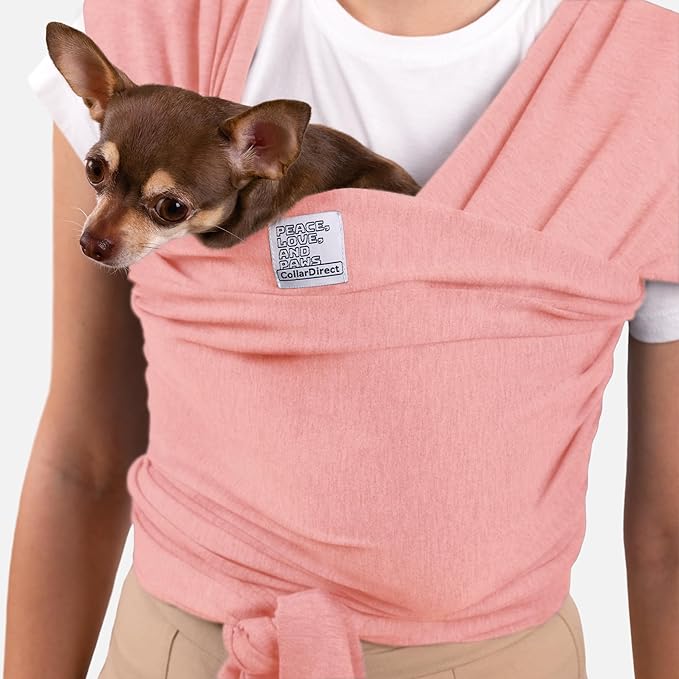 Dog Sling Carrier for Small Dogs - Anti-Anxiety Cat Sling, Puppy Pouch - Pet Sling in Gray Black Blue Green Pink Yellow (Pink, Standard)