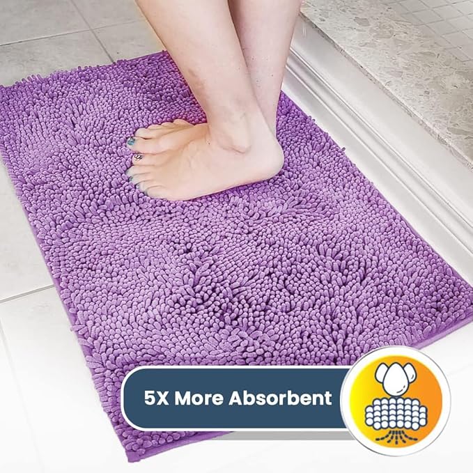 Muddy Mat® Original Dog Door Mat for Muddy Paws, Super Absorbent Microfiber, Non-Slip Washable Pet Rug, Quick Dry Chenille Entryway Carpet, Machine Washable Indoor Outdoor mat, Purple 24"x60"