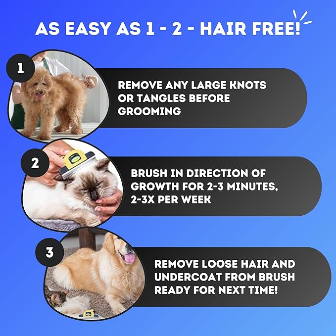 DakPets Stainless Steel Deshedding and Dematting Tool | Professional Pet Grooming Fur Brush for Cats and Dogs Hair Removal