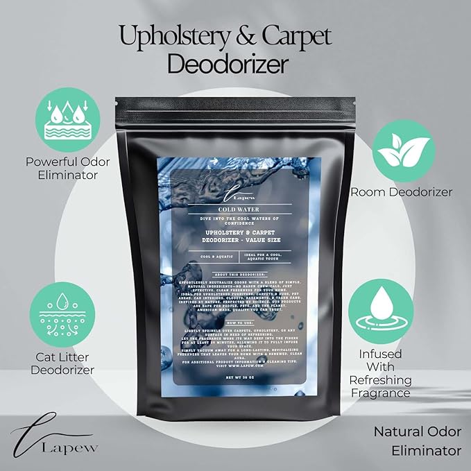 Cold Water Carpet Freshener Powder Refill 36 oz | Powerful Odor Eliminator for Home | Upholstery Deodorizer | Carpet Deodorizer | Pet Urine | Cat Litter Box | Cool Water Fragrance