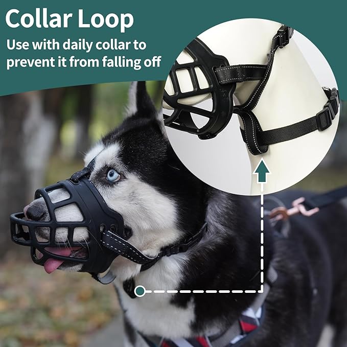 BARKLESS Dog Muzzle, Silicone Basket Muzzle for Small Medium Large Dogs, Soft Cage Mouth Cover Prevent Biting Chewing, Allow Drinking Panting, Suitable for German Shepherd
