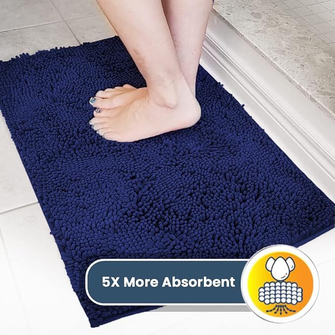 Muddy Mat® Original Dog Door Mat for Muddy Paws, Super Absorbent Microfiber, Non-Slip Washable Pet Rug, Quick Dry Chenille Entryway Carpet, Machine Washable Indoor Outdoor mat, Navy Blue 24"x72"