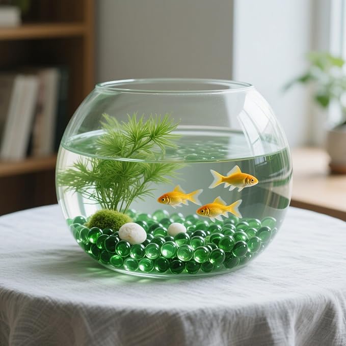 2.16LB Glass Beads Vase Filler Aquarium Gravel Decor Flat Glass Marbles Gems Pebbles Fish Tank Rocks Home Decorative Art Craft - Green