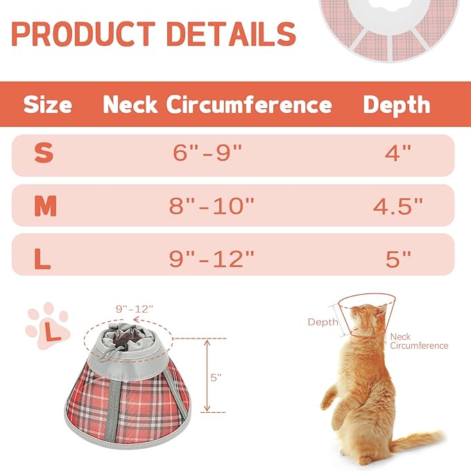 Cat Cone Collar Soft, Cat Recovery Collar for Large Medium Small Cats Kittens, Pet Cone Alternative After Surgery