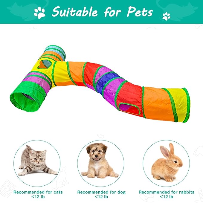 Cat Tunnel with Play Ball, Interactive Peek-a-Boo Cat Toys Cat Tube Toy, Colorful TS-Tunnel