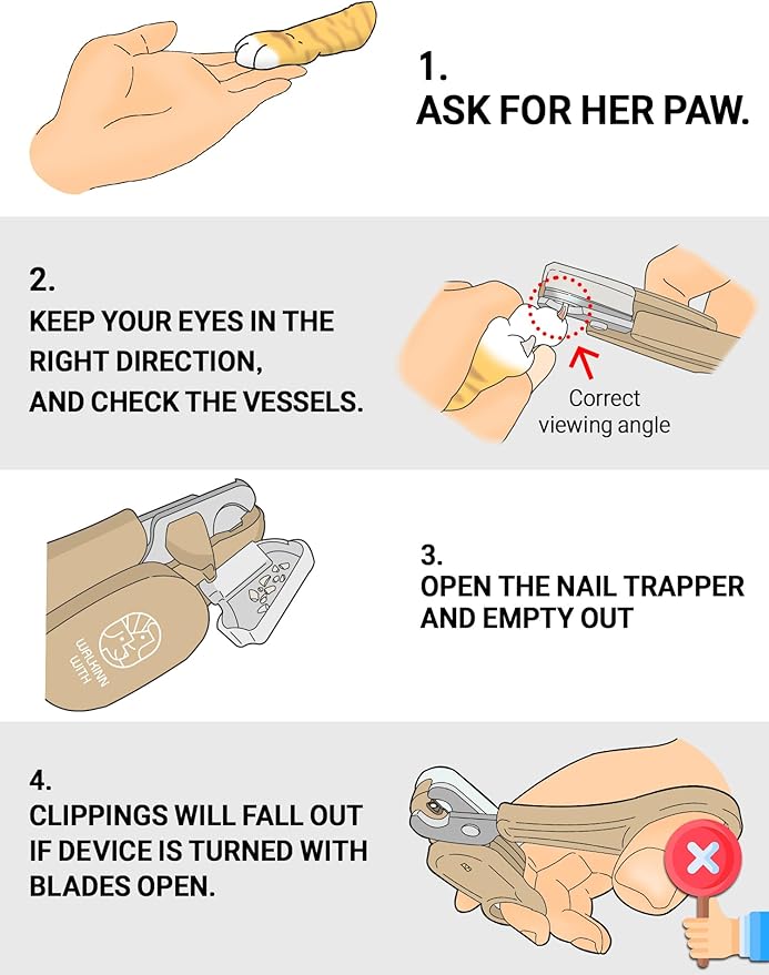 Cat Nail Clipper with LED Guide Light and Nail Trapper