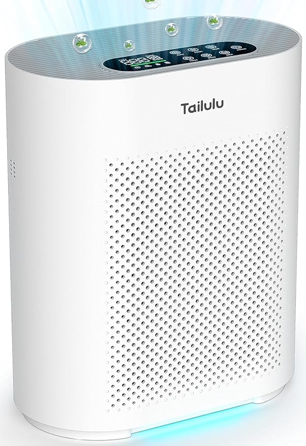Air Purifiers for Home Large Room up to 2200ft², PM2.5 Air Quality Sensor Smart Mode, 20dB Sleep Mode & Night Light, H14 HEPA Filter Air Purifiers for Bedroom, Pets, Dust, Pollen, Tailulu HQKJ-180