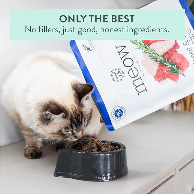 Meow Air Dried Cat Food - Beef & Hoki Recipe - Topper, Mixer or as Cat Training Treats, All Life Stages - 26.5 oz