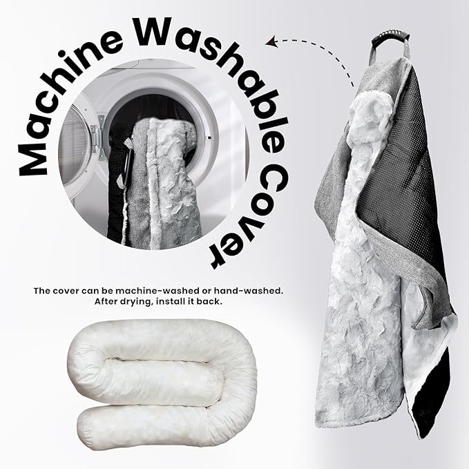 Calming Dog Couch Bed for Medium Dogs/Cats, 35 x 31 inch Waterproof Removable Pet Mat Couch Cover for Furniture Protector, Non-Slip Fluffy Pelsbarn Dog Bed for Couch, Sofa - Tie-Dye Grey