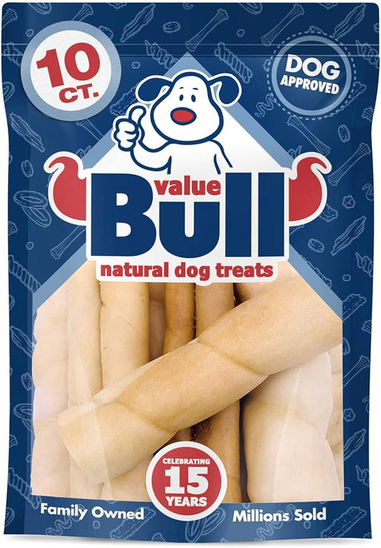 ValueBull Beef Cheek Rolls, Long Lasting Dog Chews, Jumbo 5-6 Inch, 10 Count - Long Lasting Dog Chews, Rich in Collagen, Single Ingredient, Cleans Teeth