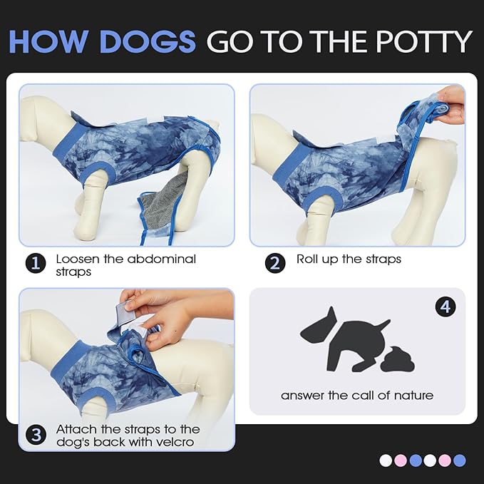 FUAMEY Recovery Suit for Dogs After Surgery,Soft Breathable Dog Bodysuit E-Collar & Cone Alternative Surgical Suit,Male Female Dog Neuter Spay Suits Anti Licking Wounds Onesie Blue Tie Dye XXL