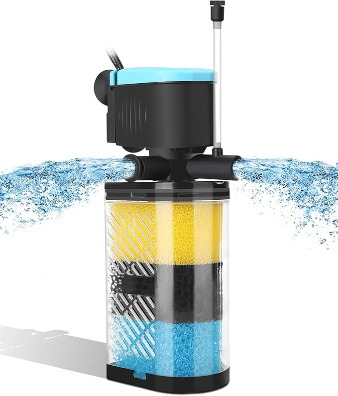 AquaMiracle Aquarium Filter 3-Stage in-Tank Filter Internal Fish Tank Filter Turtle Filter for 70-100 Gallon Fish Tanks with Dual Water Outlet & Aeration