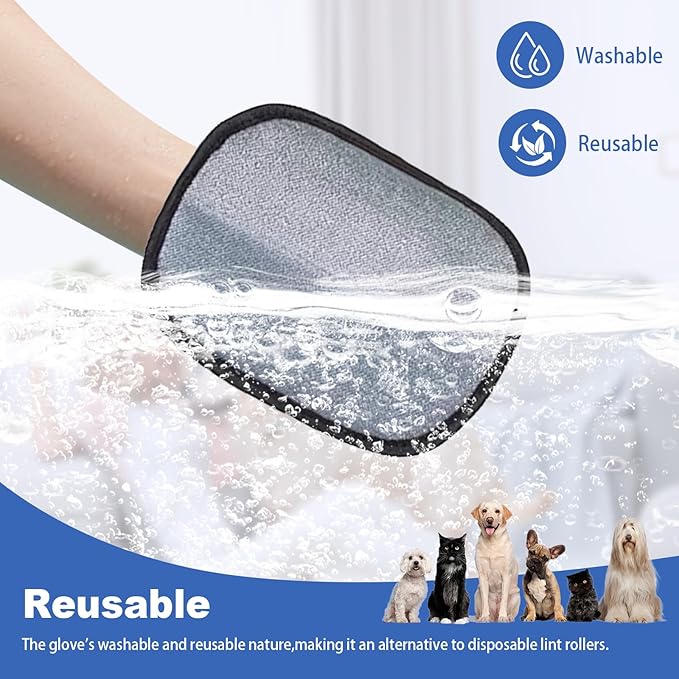 3Pcs Pet Hair Removal Gloves, Reusable Electrostatic Pet Hair Removal Gloves,Upgraded Animal Fur Removal Tool for Cats & Dogs