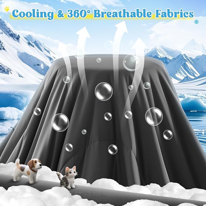 Cooling Blanket for Dogs, Lightweight & Durable Dog Cooling Mat, Q-MAX>0.45 Soft Breathable Pets Comforter for Couch, Bed & Car Essential - Dark Grey 40x50 Inches