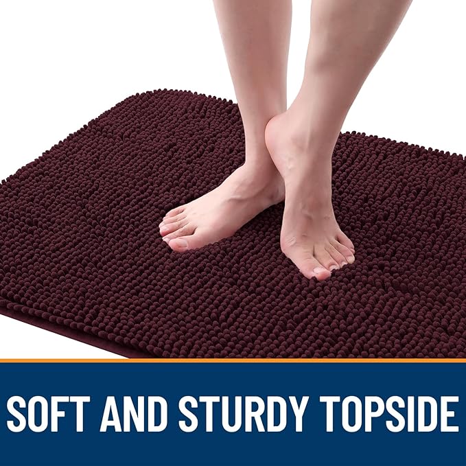 OLANLY Dog Door Mat for Muddy Paws 24x16, Absorbs Moisture and Dirt, Absorbent Non-Slip Washable Doormat, Quick Dry Chenille Mud Mat for Dogs, Entry Indoor Entryway Carpet for Inside Floor, Russet