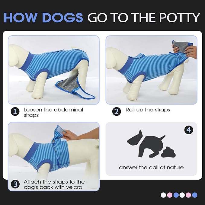 FUAMEY Recovery Suit for Dogs After Surgery,Soft Breathable Dog Bodysuit E-Collar & Cone Alternative Surgical Suit,Male Female Dog Neuter Spay Suits Anti Licking Wounds Onesie Navy Blue Strips XL