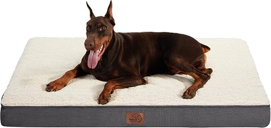 Bedsure XXL Dog Bed for Large Dogs - Orthopedic Flat Giant Pet Beds with Removable Washable Cover, Jumbo Egg Crate Foam Mat, Suitable for Pet Up to 150 lbs