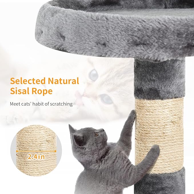 BestPet Cat Tree 36 inch Tall Scratching Toy Activity Centre Cat Tower Cat Condo Multi-Level Furniture Scratching Posts for Indoor Cats,Light Gray