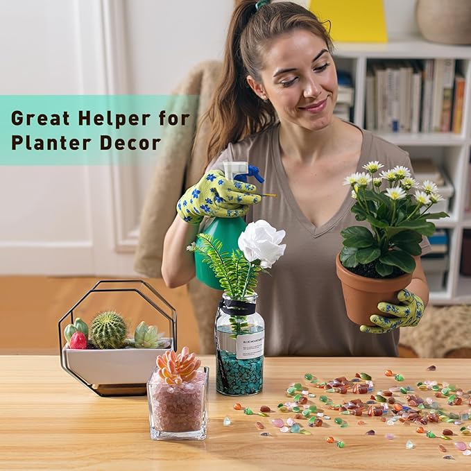 3 Lb Watermelon Tourmaline Quartz Crystal Chips Bulk, 5-7mm Natural Tumbled Crushed Stones Red Healing Crystal Chips Bulk Gemstones for Vase Fillers, Aquarium and Home Decoration