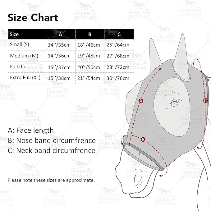 Harrison Howard Super Comfort Stretchy Fly Mask Large Eye Space with UV Protection Soft on Skin with Breathability Fluro Lime Full Size