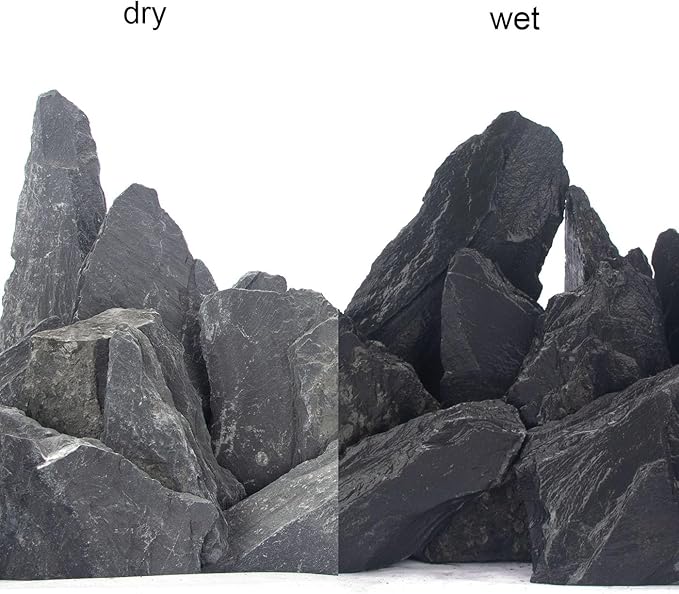 CFKJ [18 Pounds] Natural Slate Stone Rocks, 5 to 7 inch Slate Stone Rocks for Aquascaping, Aquariums, Terrariums, Amphibian Enclosures