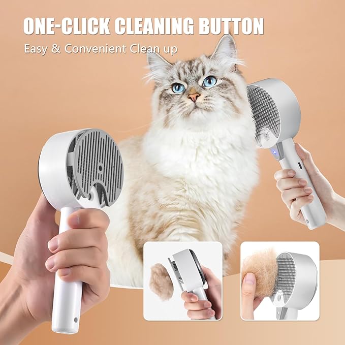 Cloud Care Cat Brush for Indoor Cat Steam Brush for Shedding Spritz Defur Comb for Cats Dogs Steam Brushes for Long Short Hair Cats Dogs Pet Steam Brushes for Massage Grooming Self-Cleaning