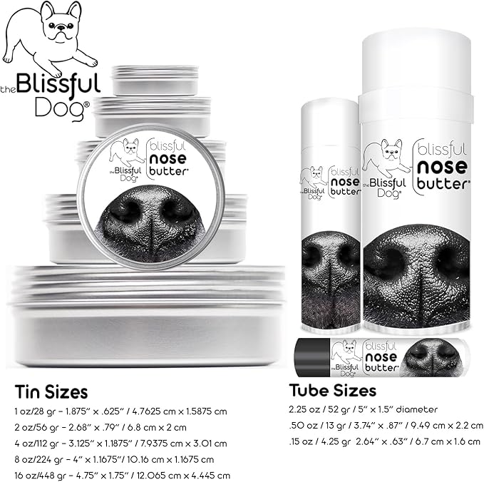 The Blissful Dog Tibetan Spaniel Nose Butter for Dry, Cracked Skin, Lick-Safe Dog Nose Balm with Moisturizing Shea Butter, Almond, Olive, and Essential Oils, Pet Supplies, Uncented, 8 oz.