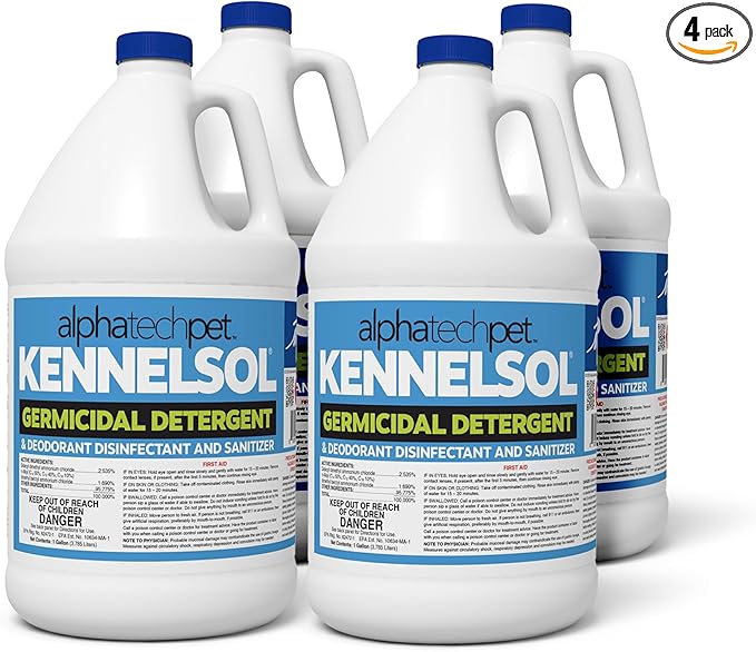 ATP KennelSol 1-Step Kennel Cleaner - 1 Gallon (Pack of 4) Liquid Disinfectant, Effective Against Bacteria and Viruses, Deodorizer Wintergreen Scent by Alpha Tech Pet