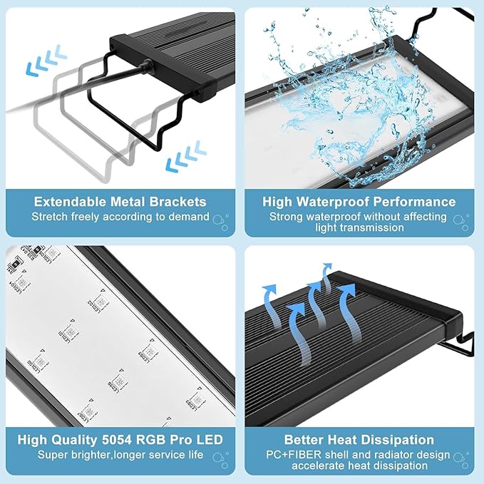 35W LED Aquarium Light for Plants,Full Spectrum Fish Tank Light with Timer,24/7 Lighting Cycle,Daylight Moonlight Mode Aquarium LED Light for 24"-30" Freshwater Planted Tank